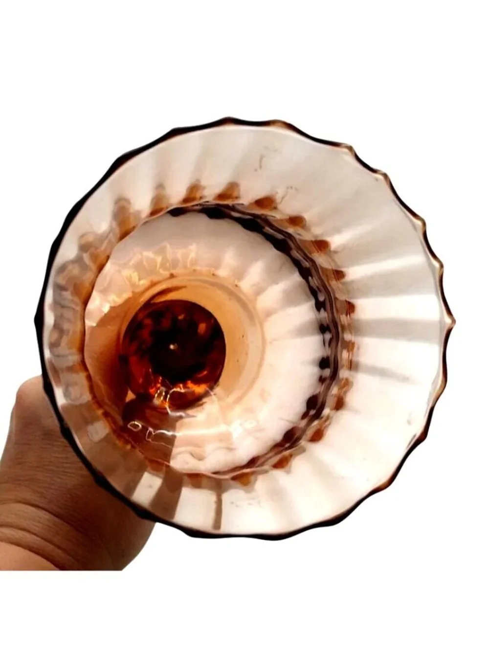 Hand Blown Glass Candle Holder Vase Pink Optic Swirl Twist Stem 12.5